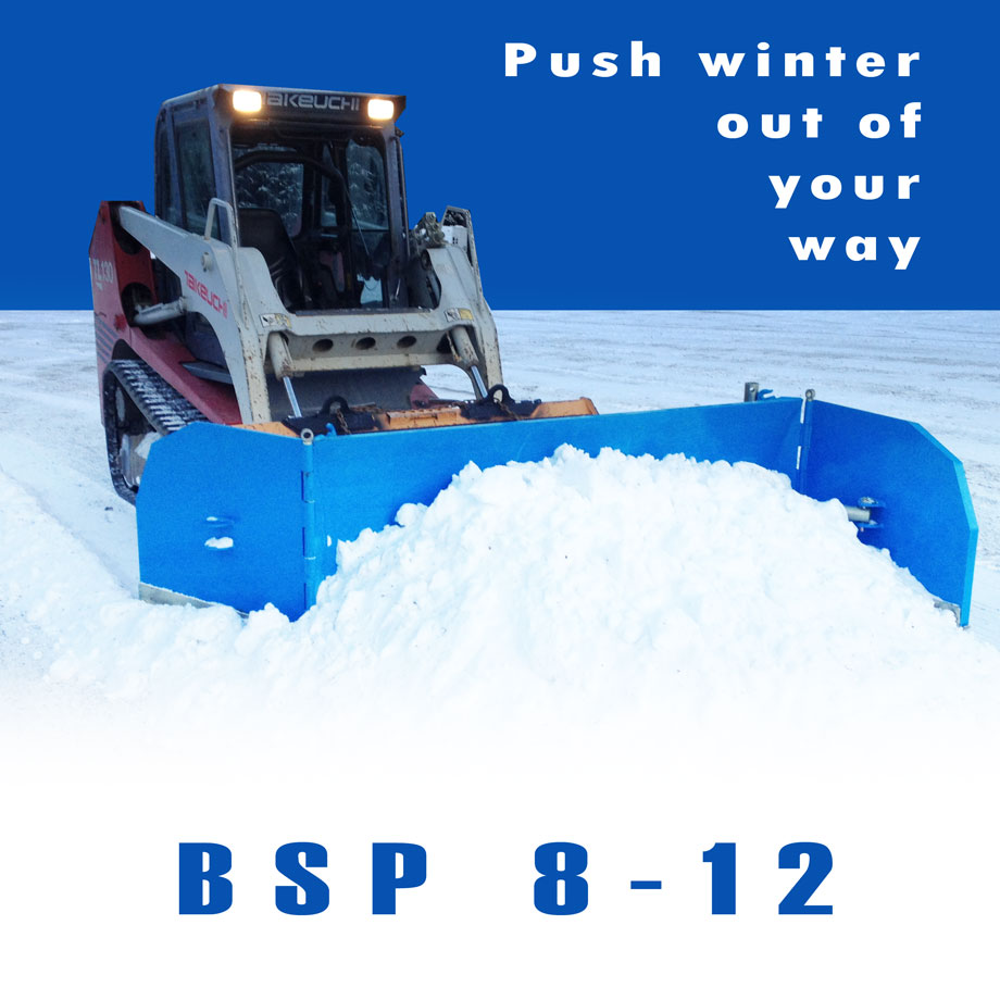Push Winter Out of Your Way with a snow plow that attaches to a skid steer or fork lift